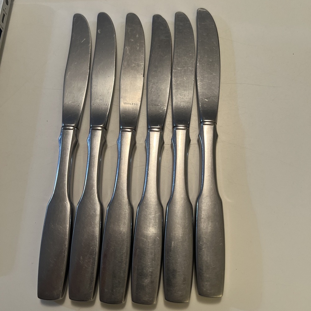 Oneida Paul Revere Satin Dinner Knives Oneidacraft Premier Stainless Lot of 6